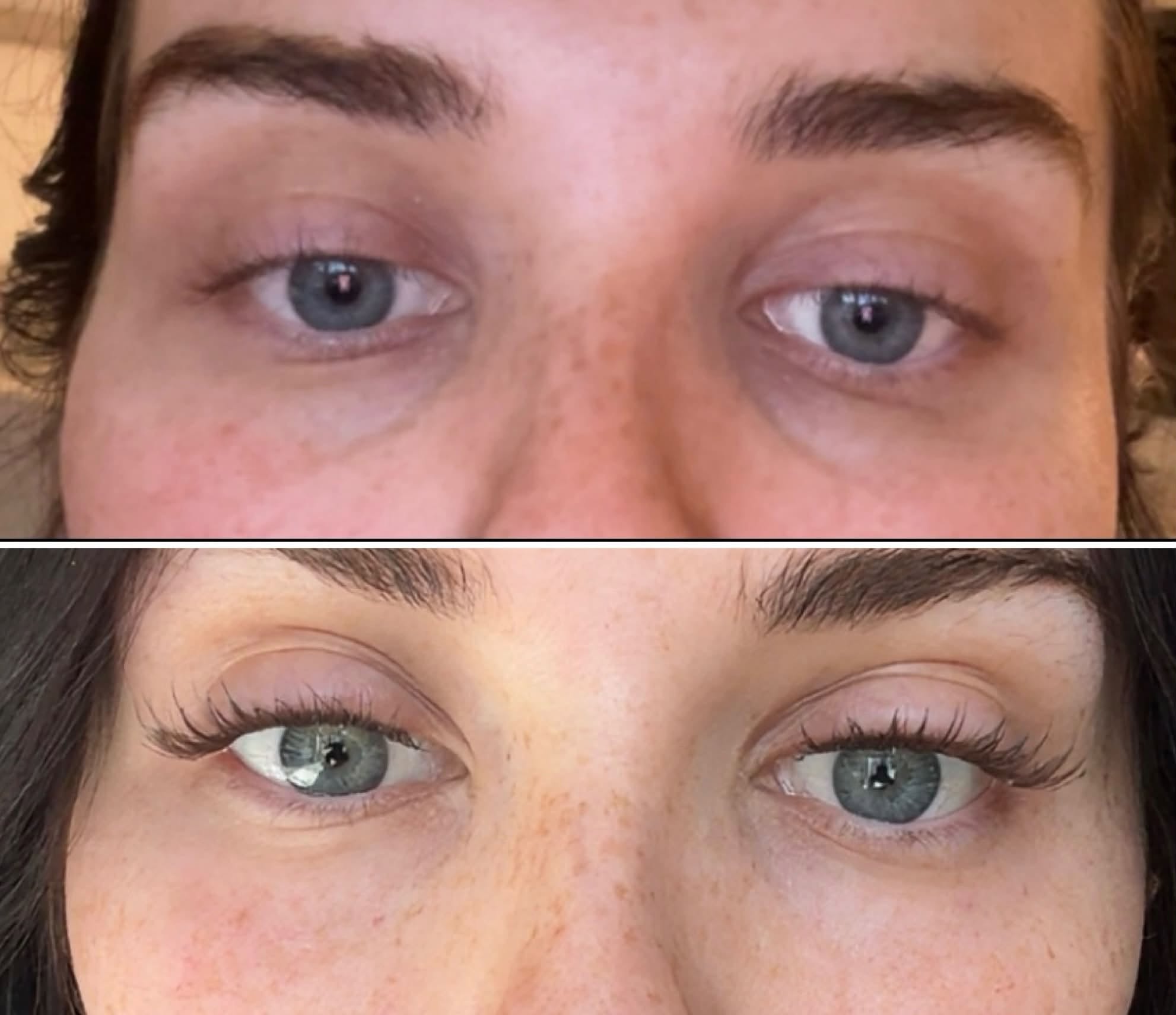 Genuine before and after eye and lash treatment result